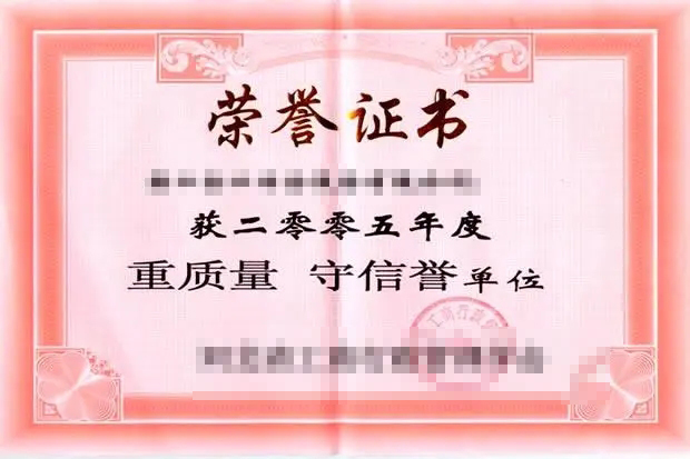 荣誉证书一 荣誉证书一
