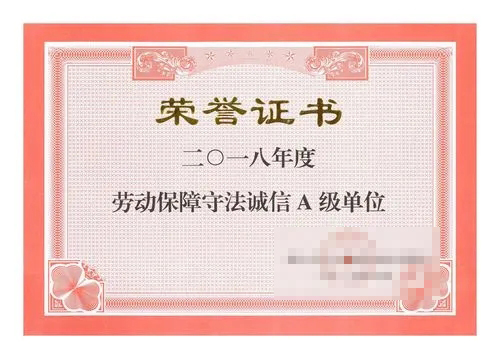 荣誉证书七 荣誉证书七